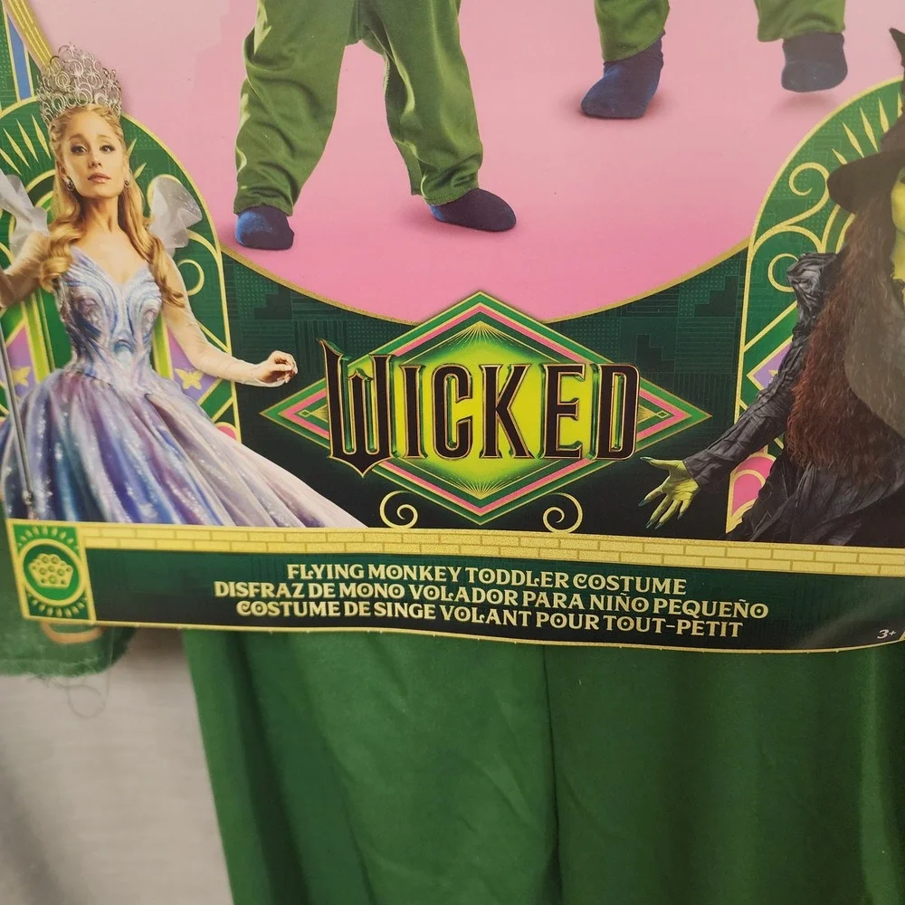 Disguise Wicked Movie Flying Monkey Toddler Costume Green Jumpsuit Wings 3T-4T - Picture 4 of 7